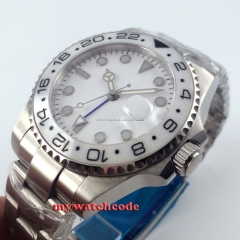 43mm parnis white dial GMT Ceramic Bezel sapphire glass automatic mens watch 481