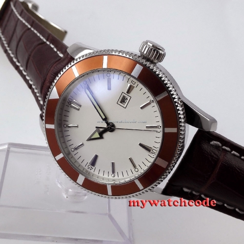 46mm no logo white dial date luminous marks sub automatic mens watch P471AU