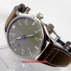 44mm parnis grey dial 6497 movement deployment calsp hand winding mens watch 458