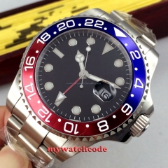 43mm parnis GMT red blue Bezel sapphire glass date automatic mens watch P322