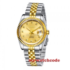 37mm debert golden dial 21 jewels miyota Automatic Diamond mens Watch D11