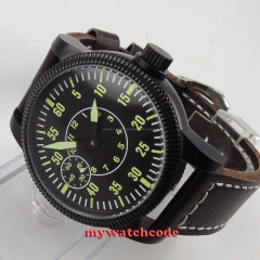 46mm corgeut black dial luminous marks 6497 movement hand winding watch C57