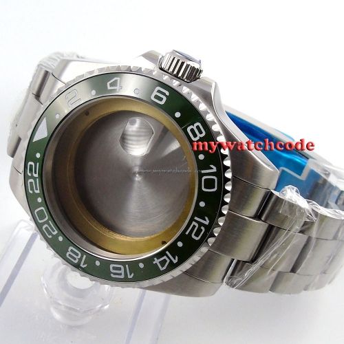 43mm green ceramic bezel sapphire glass Watch Case fit 2824 2836 MOVEMENT 55