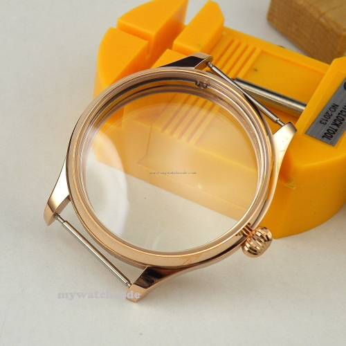 44mm Watch 316L stainless steel rose golden plated CASE fit 6498 6497 movement12