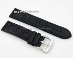 Parnis 23mm black genuine leather WATCH STRAP fit boat mens watch S10