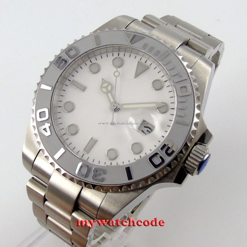 43mm sterile white dial luminous sub sapphire glass automatic mens watch P520