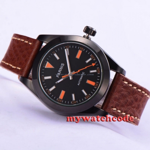 40mm Parnis black dial PVD case 21 jewels MIYOTA automatic Mens Watch P264