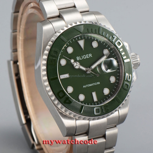 Bliger green dial SUB deployment clasp sapphire glass automatic mens watch P30