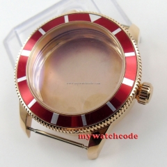 46mm red alloy bezel golden plated Watch Case fit ETA 2824 2836 MOVEMENT C91