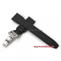 22mm black fabric Leather Strap Deployment Clasp For PILOT watch free shipping