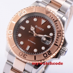 40mm Bliger brown dial ceramic bezel date automatic movement mens unsex watch 47