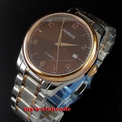 38mm Parnis brown dial date Sapphire Glass miyota Automatic mens Watch P595