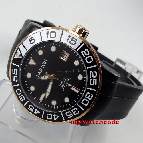 Parnis black dial Sapphire glass PVD case Miyota automatic movement watch P394B