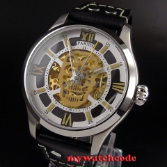 45mm Parnis skeleton Sapphire glass Gold miyota Automatic Movement Mens Watch525