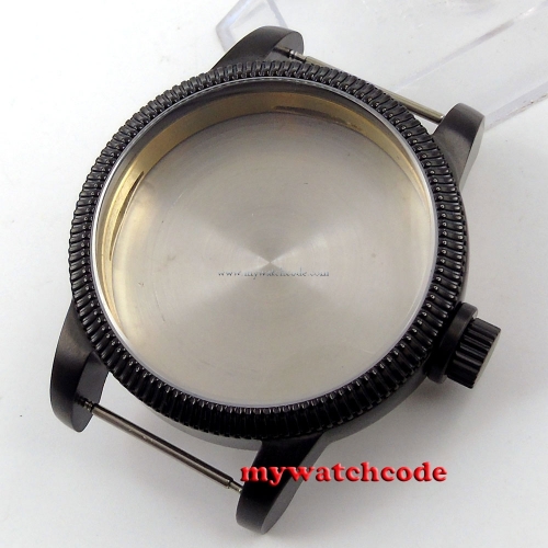 46mm stainless steel corgeut black PVD watch case for eta 6497 6498 movement C95