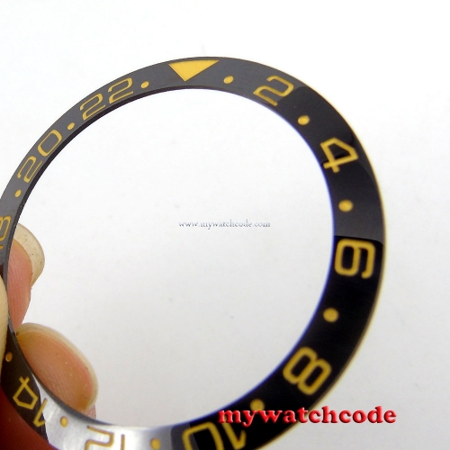 38mm black ceramic bezel insert yellow make for GMT watch made by parnis factory B10