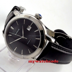 41mm parnis black dial date deployment clasp miyota 8215 automatic mens watch