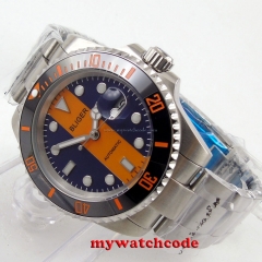 40mm Bliger orange blue dial sapphire crystal automatic movement womens watch119