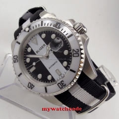40mm bliger black white dial sapphire glass automatic movement mens watch B137