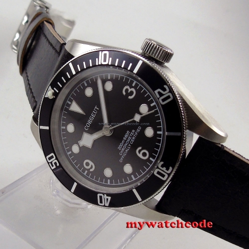 41mm corgeut black dial black bezel Sapphire glass miyota automatic mens Watch