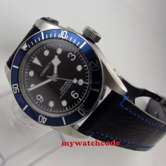 41mm corgeut black dial blue bezel Sapphire glass miyouta automatic mens Watch80
