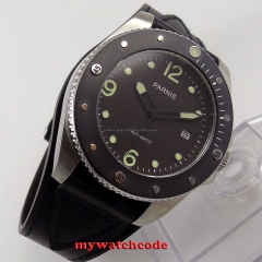 43mm Parnis date window Sapphire glass ceramic bezel Automatic mens Watch P600