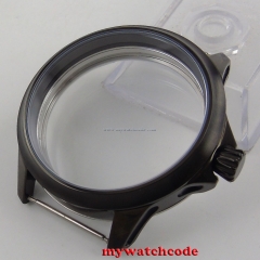 45mm brushed 316L stainless steel black PVD Watch CASE fit 6498 6497 movement