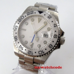 43mm bliger white dial GMT ceramic Bezel sapphire glass automatic mens watch 152