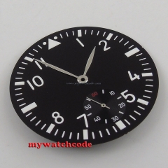 38.9mm black dialluminous dial silver hands fit ETA 6498 mens watch (Dial+hands)