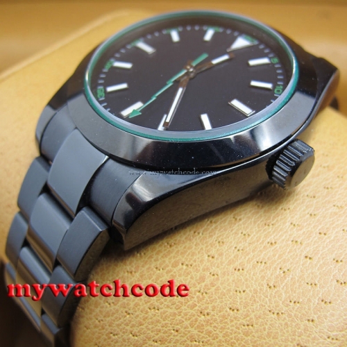 Parnis black dial PVD luminous automatic movement sapphire glass Mens Watch P336