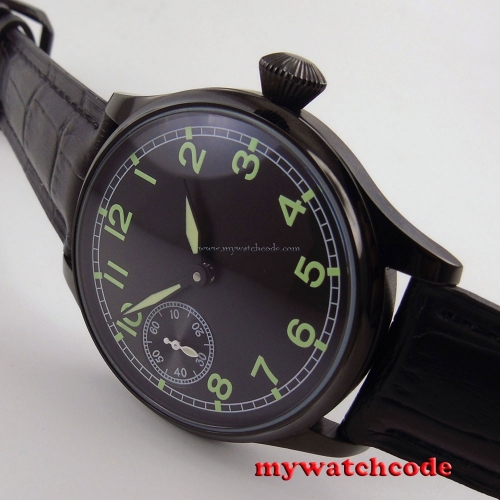 44MM parnis black dial luminous PVD 6497 hand winding movement mens watch P687