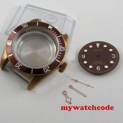 41mm sapphire glass coffee Watch Case + dial fit eta 2824 2836 MOVEMENT C105
