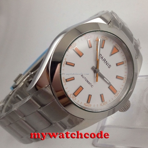 40mm parnis white dial sapphire glass automatic miyota movement mens watch P201