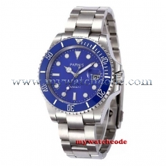 40mm Parnis blue dial Automatic Luminous sapphire glass Men's Womens Watch P144