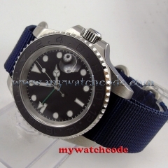 40mm parnis black GMT ceramic bezel  sapphire crystal automatic mens watch407