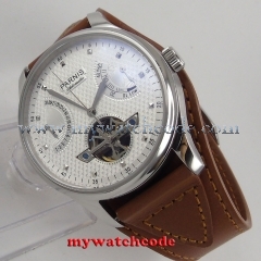 43mm parnis white dial date window power reserve ST automatic mens watch413