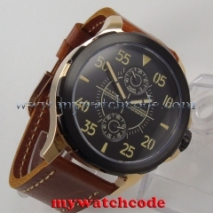 44mm Parnis black dial Sapphire glass PVD ST 2542 Automatic Men's Watch771