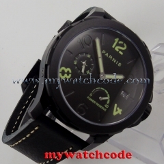 44mm Parnis black dial PVD Sapphire glass date ST Automatic Men's Watch 770