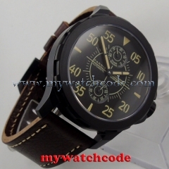 44mm Parnis black dial Sapphire glass PVD ST 2542 Automatic Men's Watch 772