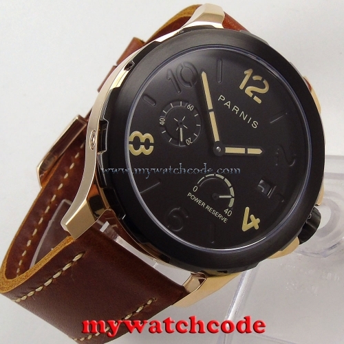 44mm Parnis black dial PVD Sapphire glass date window Automatic Men's Watch P769
