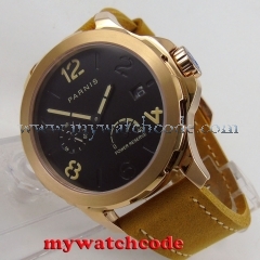 44mm Parnis black dial rose golden Sapphire glass date Automatic Mens Watch P773