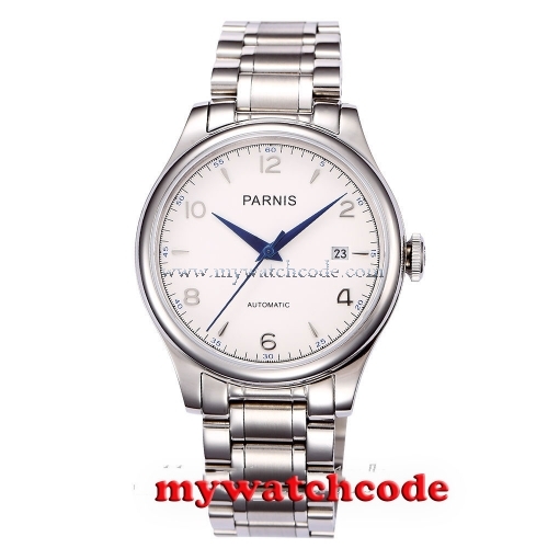 38mm Parnis white dial date Sapphire Glass miyota Automatic mens Watch P723