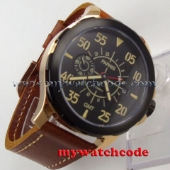 44mm Parnis black dial Sapphire glass GMT ST 2557 Automatic Men's Watch 775