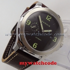 44mm Parnis black dial steel case Sapphire glass date Automatic Mens Watch P779