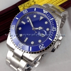 43mm parnis blue dial SUB Ceramic Bezel sapphire glass automatic mens watch P518