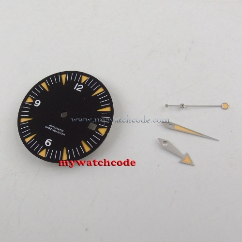 31mm black sandwich no logo Watch Dial for eta 2824 2836 Movement (dial + hands)