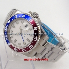 40mm Bliger white sterile dial GMT date sapphire glass automatic mens watch P167