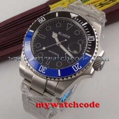 43mm bliger black dial date Ceramic Bezel sapphire glass automatic mens watch298