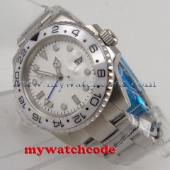40mm bliger white dial date window GMT sapphire glass automatic mens watch P184
