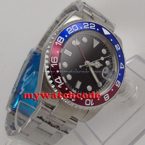 40mm Bliger black dial sub GMT sapphire crystal automatic movement menswatch